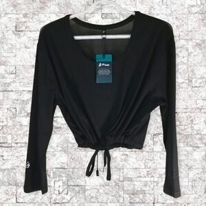 P'tula Molly Women's Top  Size XS Freestyle 3/4 Cinched Waist Baggy Black